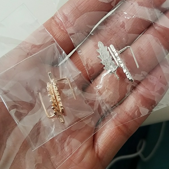 Only Silver Colored Leaf Climber Earrings Left! - Picture 4 of 6